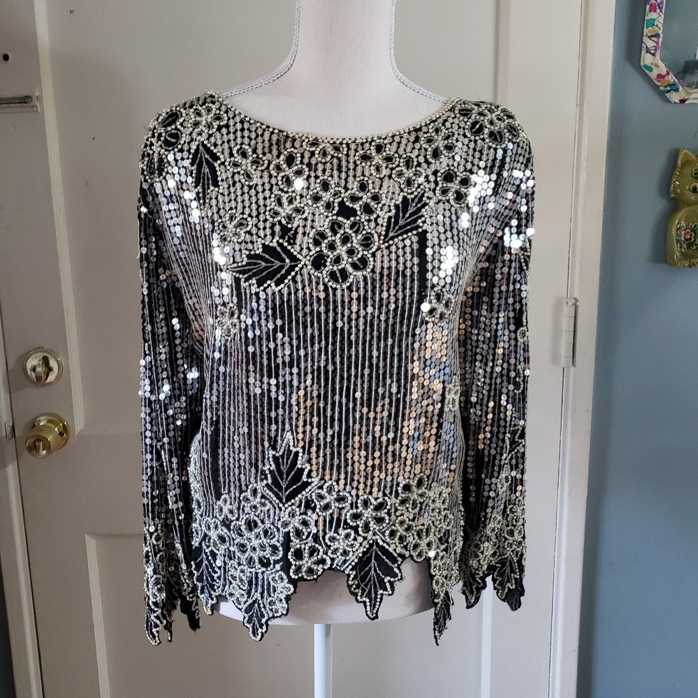 Vintage ♡ 1982 Silk Sequin Blouse by GUNIT